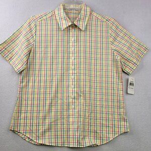 Vintage 90s Foxcroft Tattersall Plaid Shirt 4 Red Yellow Preppy Country Retro